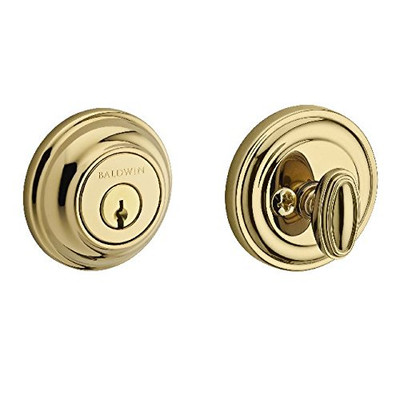 Baldwin SCTRD003S Reserve Single Cylinder Traditional Round Deadbolt with Smartkey Lifetime Brass Finish