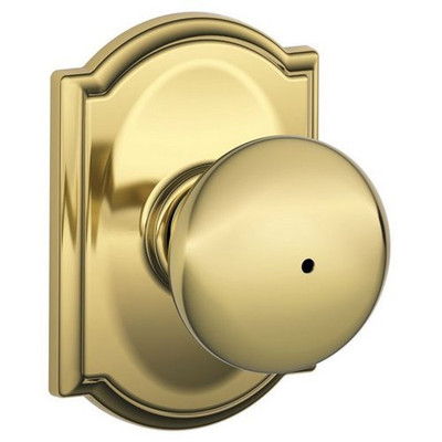 SCHLAGE F40PLY605CAM F40 PLY 605 CAM Camelot Collection Plymouth Privacy Knob, Bright Brass.