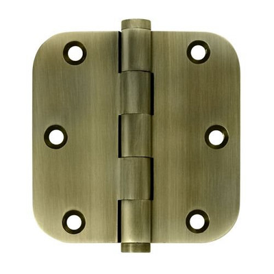 Deltana DSB35R55-R  3.5 x 3.5 x 0.62 in. Radius Residential Hinge, Antique Brass - Solid Brass - Pack of 2