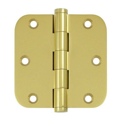 Deltana DSB35R53-R  3.5 x 3.5 x 0.62 in. Radius Residential Hinge, Bright Brass - Solid Brass - Pack of 2