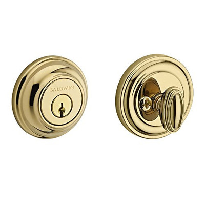 Baldwin SCTRD003 .6L.DS.CKY.KD Traditional Round Single Cylinder Deadbolt, Polished Brass