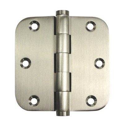 Deltana DSB35R514 -R Polished Nickel 3.5" x 3.5" Solid Brass 5/8" Radius Corner Plain Bearing Mortise Hinge - Pair