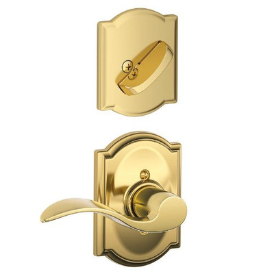 SCHLAGE F59ACC605CAMRH Lock Company Accent Right Handed Interior Pack Lever Set with Single C, Polished Brass