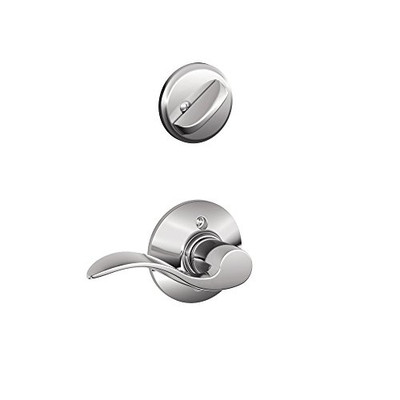 SCHLAGE F59ACC625RH F59 ACC 625 RH Accent Interior Right-Handed Lever with Deadbolt, Bright Chrome (Interior Half Only)