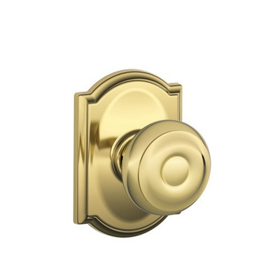SCHLAGE F10GEO505CAM F10 GEO 505 CAM Camelot Collection Georgian Passage Knob, Bright Brass