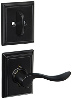 SCHLAGE F94ACC622ADDRH  Matte Black Interior Pack Accent Lever Right Handed Dummy Interior Pack with Deadbolt Cover Plate and Decorative Addison Rose.