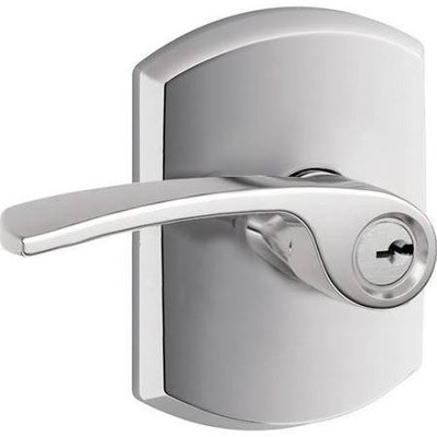 SCHLAGE F51AMER625GRW Lock Company Greenwich Deco Rose Entry Door Lock Bright Chrome