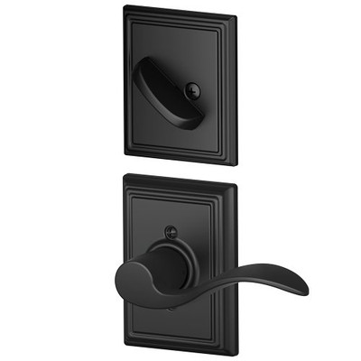 SCHLAGE F59ACC622ADDRH  Matte Black Interior Pack Accent Right Handed Interior Pack Lever Set with Single Cylinder Deadbolt and Decorative Addison Rose