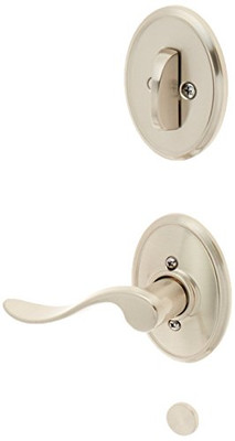 SCHLAGE F94ACC619WKFLH Lock Company Satin Nickel Interior Pack Accent Lever Left Handed Dummy Interior Pack with Deadbolt Cover Plate and Decorative Wakefield Rose