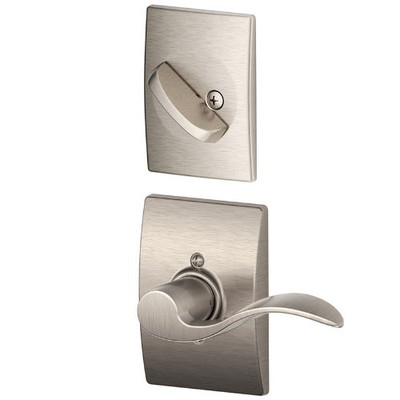 SCHLAGE F59ACC619CENLH Lock Company Accent Left Handed Interior Pack Lever Set with Single Cy, Satin Nickel