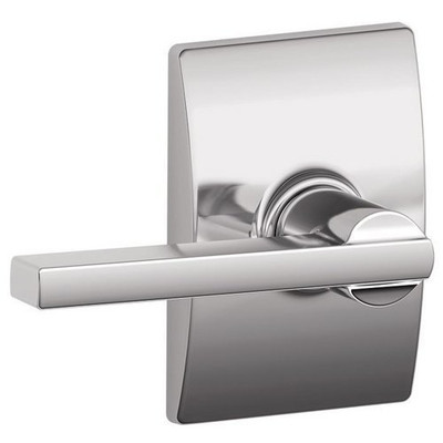 SCHLAGE F10LAT625CEN F10-LAT-CEN Passage Latitude Door Leverset with the Decorative Century R, Polished Chrome.