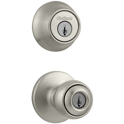 KWIKSET CP690P-15 690 Polo Entry Knob and Single Cylinder Deadbolt Combo Pack in Satin Nickel