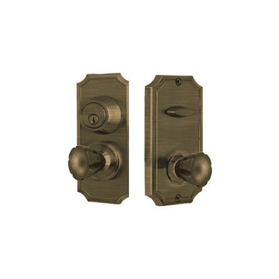 Weslock 01501EAEASL2D 1501E Unigard Interconnected Entry Set with Panic Proof Function and Ele, Antique Brass
