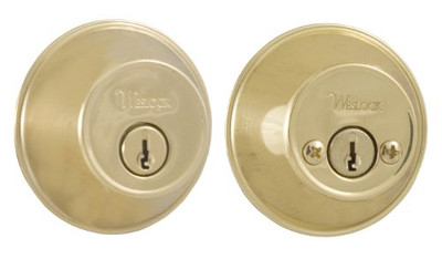 Weslock 00372-B-3SL23  Round Double Cylinder Deadbolt, Polished Brass