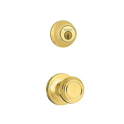 KWIKSET 967CN-3S 967CN 3 SMT 967CN-S Cameron Knob Double Cylinder Interior Pack with Smart Key, Polished Brass