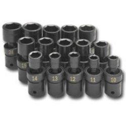 SK Hand Tool SKT34350 s 34350 15-Piece 1/2-Inch Drive 6 Point Swivel Metric Impact Socket Set