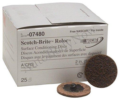 3M MMM7480 Scotch-Brite(TM) Roloc(TM) Surface Conditioning Disc TR 07480, 2 in x NH A CRS, 25 per box 4 boxes per case You are purchasing the Min order quantity which is 4 BOX