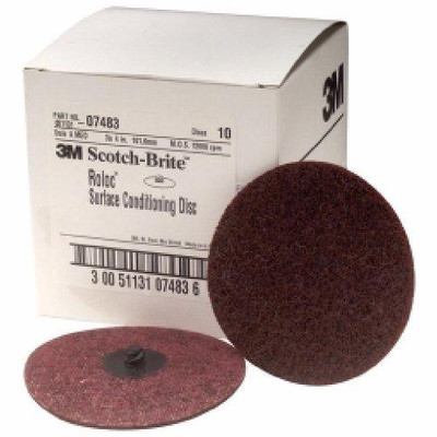 3M MMM7483 7483 4" Medium Scotch Brite Roloc Surface Conditioning Discs - 10 Per Box