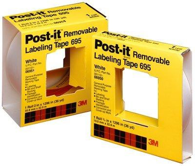 3M MMM6951 ( 695) ( ID Number 70016034202) Post-it(R) Labeling Tape 695, 2 in x 36 yds, White [You are purchasing the Min order quantity which is 24 ROLLS]