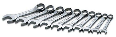 SK Hand Tool SKT86240 SK 86240 SuperKrome 10 Piece 12 Point 10-Millimeter to 19-Millimeter Short Combination Wrench Set