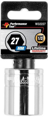 WILMAR WLMW32227 Performance Tool W32227 1/2" Drive 6-Point Socket, 27mm