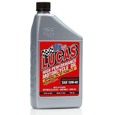 Lucas Oil LUC10710 10710 10W-40 Semi-Synthetic Motorcycle Oil - 1 Quart Bottle