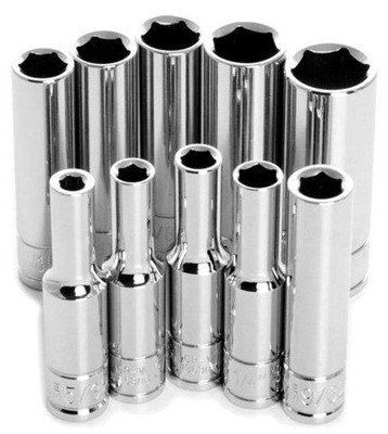 WILMAR WLMW36300 Performance Tool W36300 1/4" Drive 6-Point SAE Deep Socket Set, 10-Piece