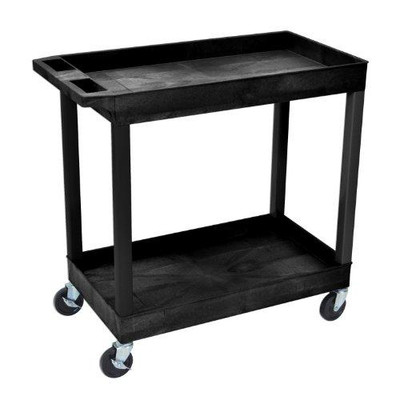 Luxor LUXEC11 32" x 18" Tub Storage Cart 2 Shelves - Black, (EC11-B)