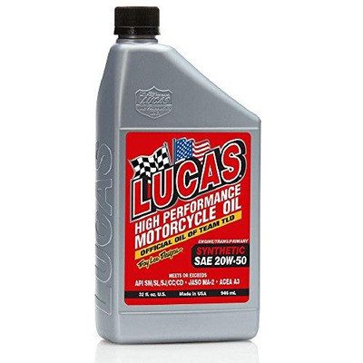 Lucas Oil LUC10702 10702 SAE 20W-50 Synthetic Motorcycle Oil - 1 Quart Bottle