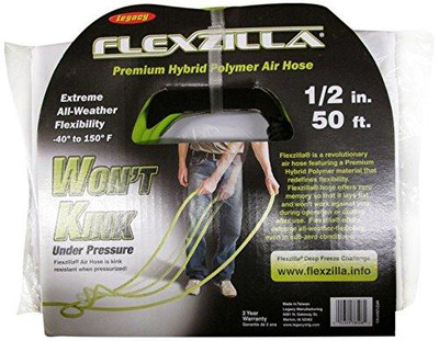 Legacy Manufacturing LEGHFZ1250YW3 Legacy HFZ1250YW3 Flexzilla 1/2" x 50' Lightweight Heavy Duty Hybrid Air Hose (3/8" MNPT ends)