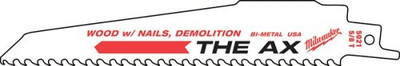 48-00-8026 9^ THE AX SAWZALL BLADE FOR NAIL EMBEDDED WOOD (25PK) 5TPI FANG TIP MILWAUKEE MILWAUKEE ELECTRIC TOOL CORP 1040000