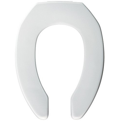 Bemis SX-0248328 Elongated Medic-Aid Open Front With Less Plastic Toilet Seat in White with STA-TITE, DuraGuard and 3-inch Lifts
