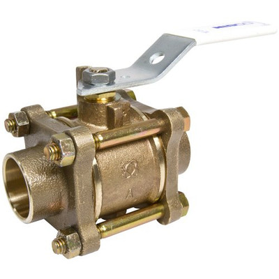 "Nibco" S595YLF34 NIBCO S-595Y-LF Silicon Bronze Lead-Free Ball Valve, Three-Piece, Lever Handle, 3/4" Female Solder Cup