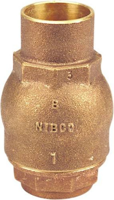 "Nibco" S480YLF34 NIBCO S-480-Y-LF Silicon Bronze Lead-Free Check Valve, Inline, PTFE Seat, 3/4" Female Solder Cup