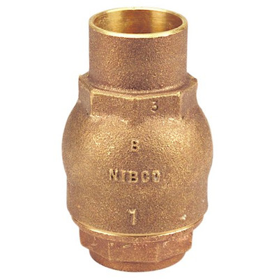 "Nibco" S480YLF112 NIBCO S-480-Y-LF Silicon Bronze Lead-Free Check Valve, Inline, PTFE Seat, 1-1/2" Female Solder Cup
