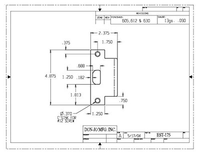 Don-Jo EST175DU EST 175 13 Gauge Extended Lip ANSI Strike, Dura Coated, 1-3/4" Width x 4-7/8" Height (Pack of 5)