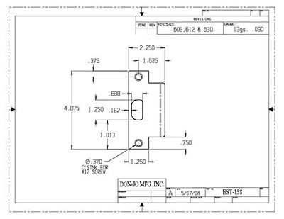 Don-Jo EST158DU EST 158 13 Gauge Extended Lip ANSI Strike, Dura Coated, 1-5/8" Width x 4-7/8" Height (Pack of 5)