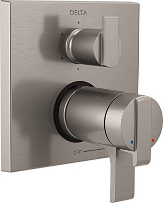 Delta T27T967-SS Faucet Ara Angular Modern TempAssure 17T Series Valve Trim with 6-Setting Integrated Diverter, Stainless