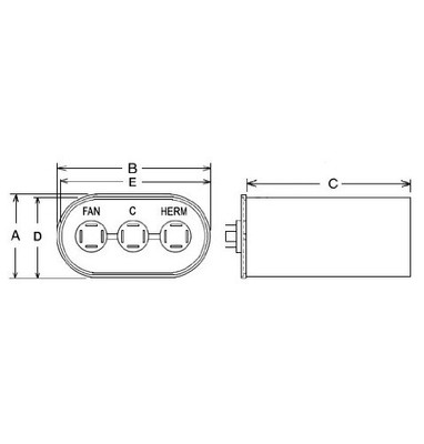 RHEEM 173036 /Protech - Capacitor - 35/5/370 Dual Oval - /Ruu