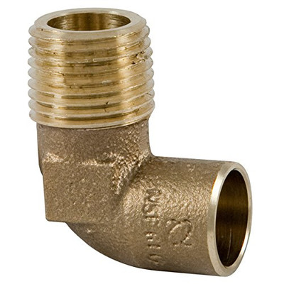 "Nibco" 7074LF34 90 Elbow, Low Lead Bronze, 3/4 In, C x M Elbow, 90 Degrees, Body Material: Low Lead Cast B