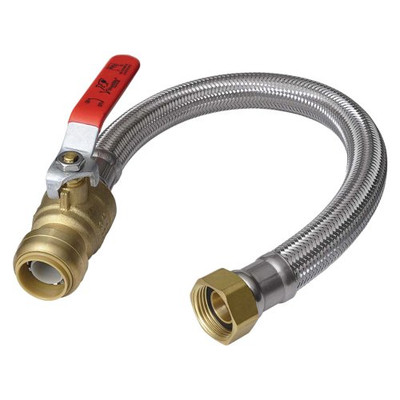 CASH ACME U3068FLEX18BVLF Cash Acme® WATER HEATER CONNECTOR WITH BALL VALVE, STAINLESS STEEL, 1/2 IN. X 3/4 IN. FIP, 18 IN., LEAD FREE