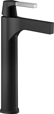 Delta 774-CS-DST Faucet Zura Single Handle Vessel Bathroom Faucet, Chrome/Matte Black