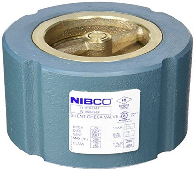 "Nibco" W910BLF3 NIBCO W910B-LF/W960B-LF Silent Wafer Check Valve Lead-Free*, Class 125, Iron Body, Bronze Seat and Disc, 3"