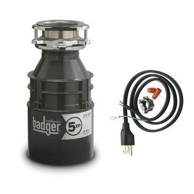 IN-SINK-ERATOR BADGER5XPW/CORD In-Sink-Erator Badger 5XP, 3/4 HP Household Garbage Disposer with Factory-Installed Power Cord