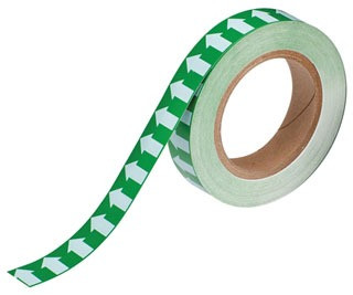 BRADY 120295 1" Width, 90' Length, B-946 High Performance Vinyl, White On Green Color Arrow Tape, Legend (Arrow Pictogram)