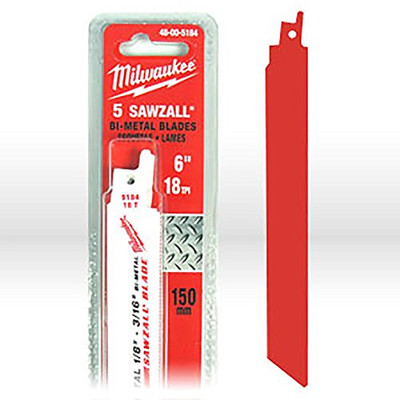 MILWAUKEE 2488076 2 Pack  6" x 18TPI Sawzall Blade for Metal Cutting 3/4" Height 5 Blades per Pack