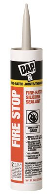Dap 556932  FIRE STOP Fire-Rated Silicone Sealant - Limestone Gray 10.1-oz Cartridge