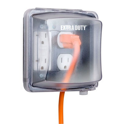 TAYMAC 3570137 ® EXTRA DUTY® 55-IN-1 WEATHERPROOF WHILE-IN-USE OUTLET COVER, TWO GANG, CLEAR