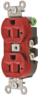 Hubbell 158854Hubbell Receptacle, Duplex Straight Blade, Hubbel-Pro, 20A, 125V, SM, Red