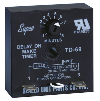 Supco 661424 Sealed Unit Parts Company, Inc. () Time Delay on Make 6s-8min 19-240vac/dc.